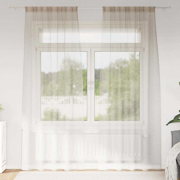 vidaXL Voile Curtain with Curtains 2 pcs Sand 225 x 140 cm Polyester