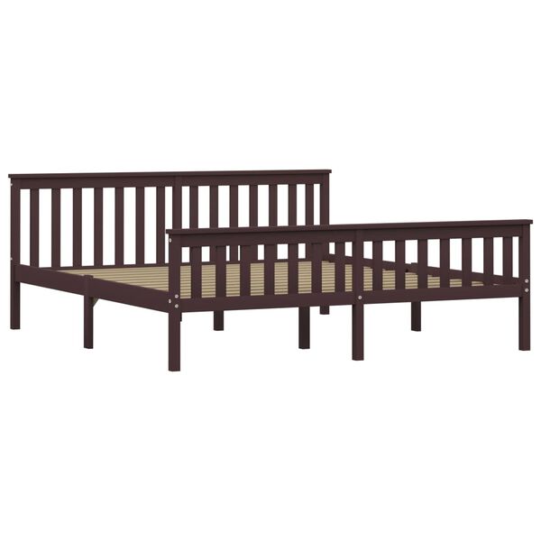 vidaXL Bed Frame without Mattress Dark Brown Solid Wood 180x200 cm Super King (283237+2x321988)