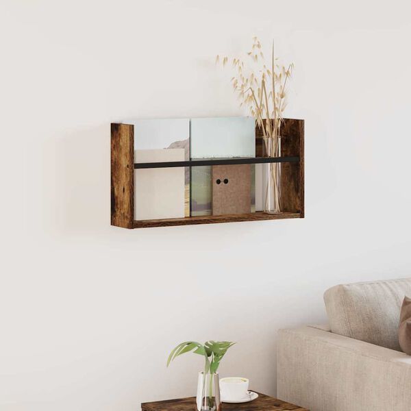 vidaXL Magazine Rack Smoked Oak 60 x 12 x 30 cm Engineered Wood