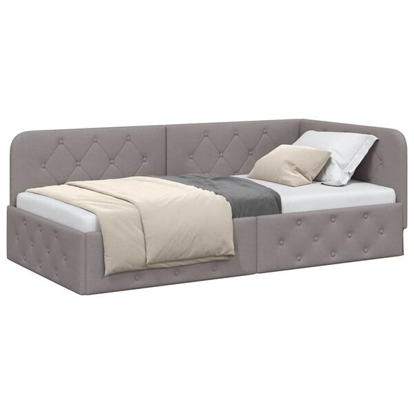 vidaXL Corner Bed Frame with Headboard Taupe 90 x 190 cm Fabric