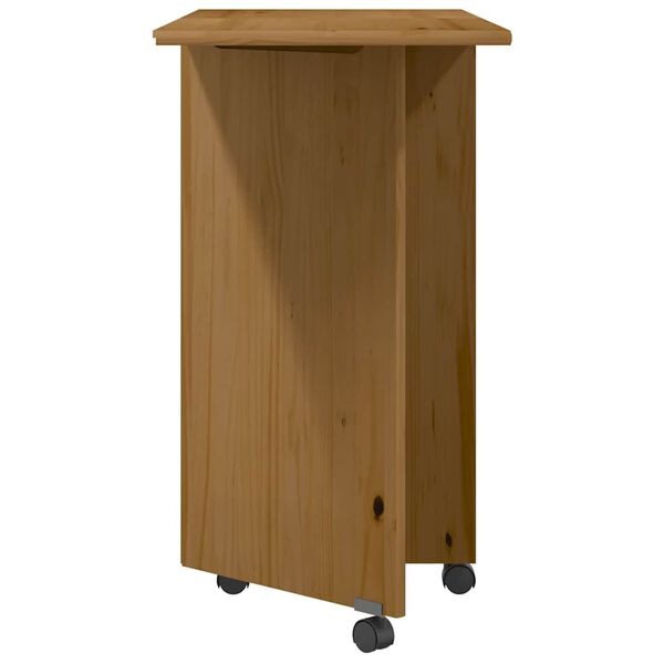 vidaXL Rolling Cabinet with Desk MOSS Honey Brown Solid Wood Pine