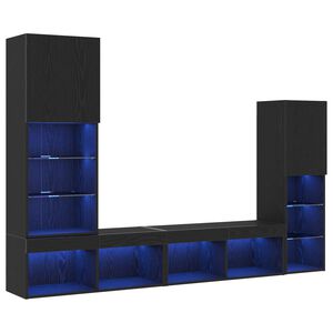 vidaXL TV Cabinet 4 pcs Black oak Engineered wood