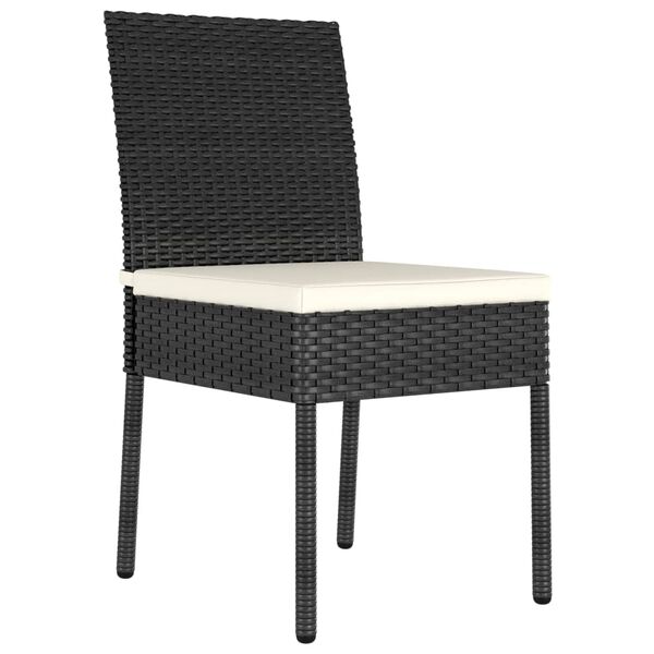 vidaXL 3 Piece Outdoor Dining Set with Cushions Poly Rattan Black