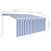 vidaXL Manual Retractable Awning with Blind&LED 3x2.5m Blue&White