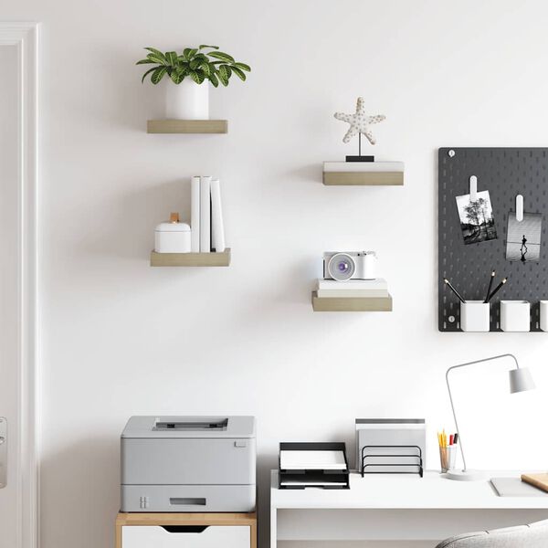 vidaXL Floating Wall Shelves 4 pcs Oak 23x23.5x3.8 cm MDF