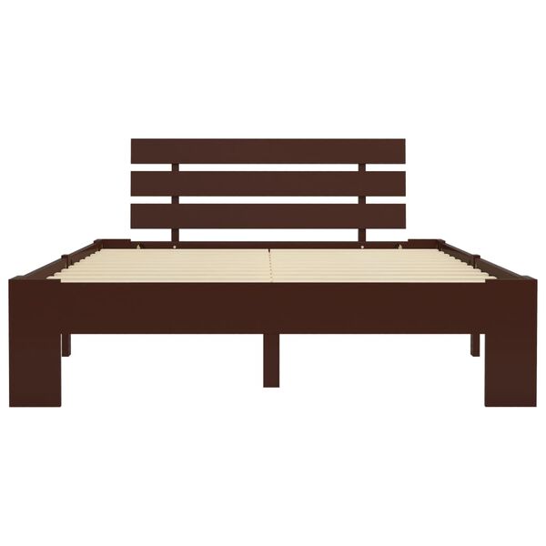 vidaXL Bed Frame without Mattress Dark Brown Solid Pine Wood 140x200 cm