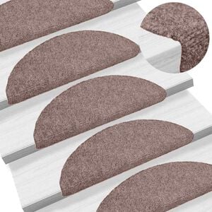 vidaXL Stair Mats Self-adhesive 10 pcs 56x17x3 cm Light Brown Half Round