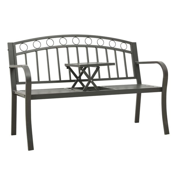 vidaXL Garden Bench with a Table 125 cm Steel Grey