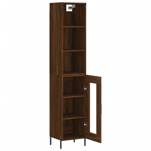 vidaXL Highboard Brown Oak 34.5x34x180 cm Engineered Wood