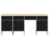 vidaXL Work Cabinet with Drawer with Lock 4 pcs Black 200 x 55 x 85 cm