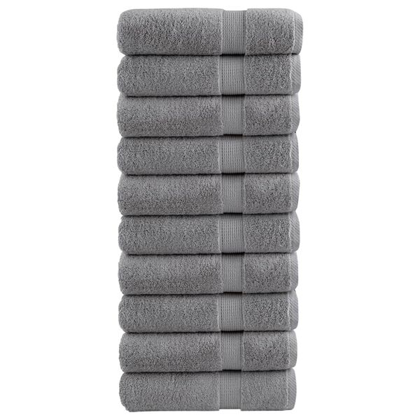 vidaXL Premium Hand Towels "SOLUND" 10 pcs Grey 50x100 cm 600 gsm