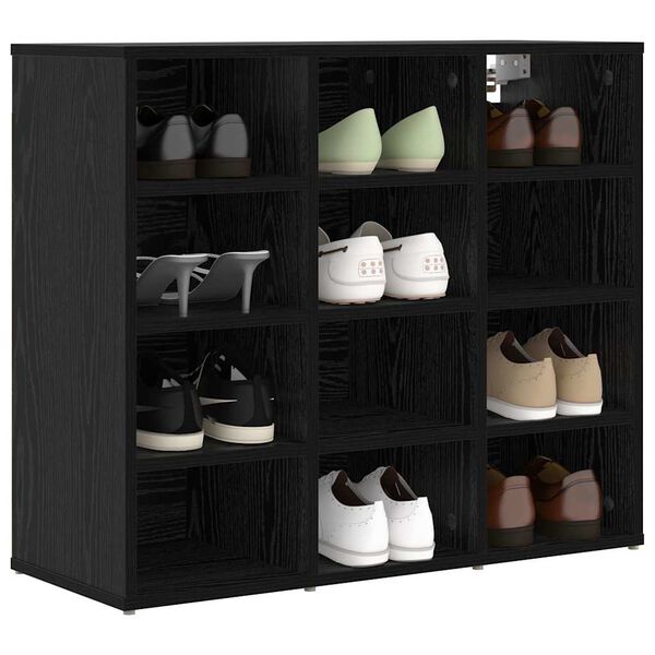 vidaXL Shoe Cabinet Black Oak 77.5 x 30 x 67 cm Engineered Wood