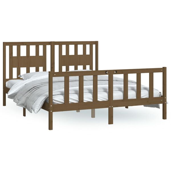 vidaXL Bed Frame without Mattress Honey Brown Solid Wood Pine 160x200 cm