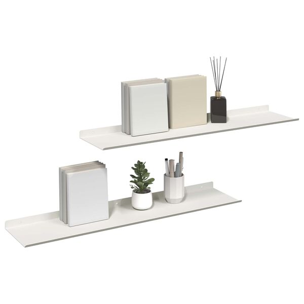 vidaXL Floating Shelf Wall-mounted 2 pcs White 80 x 18 x 2.5 cm Steel