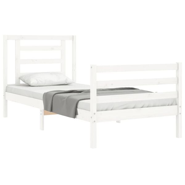 vidaXL Bed Frame without Mattress White 90x200 cm Solid Wood