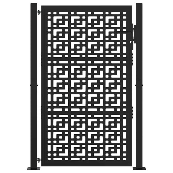 vidaXL Garden Gate Black 100x150 cm Steel Cross Design