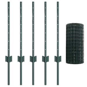 vidaXL Euro Fence with Post 10 x 0.6 m PVC-Coated Steel Green Mesh