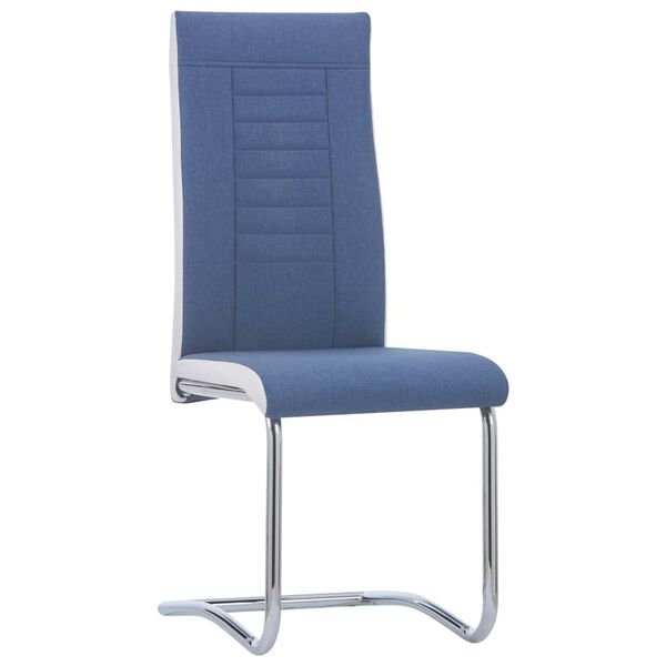 vidaXL Cantilever Dining Chairs 2 pcs Blue Fabric