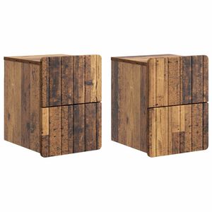 vidaXL Wall-Mounted Bedside Cabinet 2 pcs Old Wood 33 x 34.5 x 43 cm