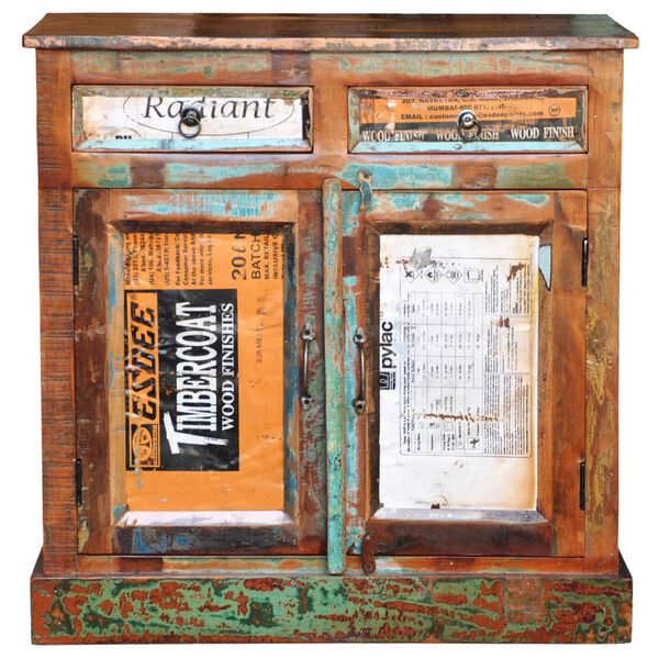 vidaXL Reclaimed Cupboard Solid Wood Vintage with 2 Drawers 2 Doors