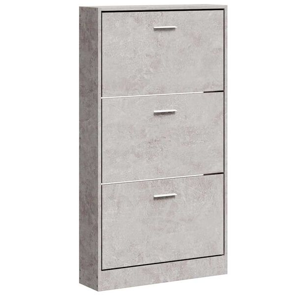vidaXL Shoe Cabinet Concrete Grey 59x17x108 cm Engineered Wood
