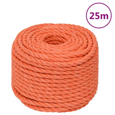 vidaXL Work Rope Orange 10 mm 25 m Polypropylene