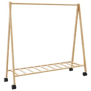 vidaXL Clothes Rack with Shelves and Wheels 106x34x106.5 cm Bamboo
