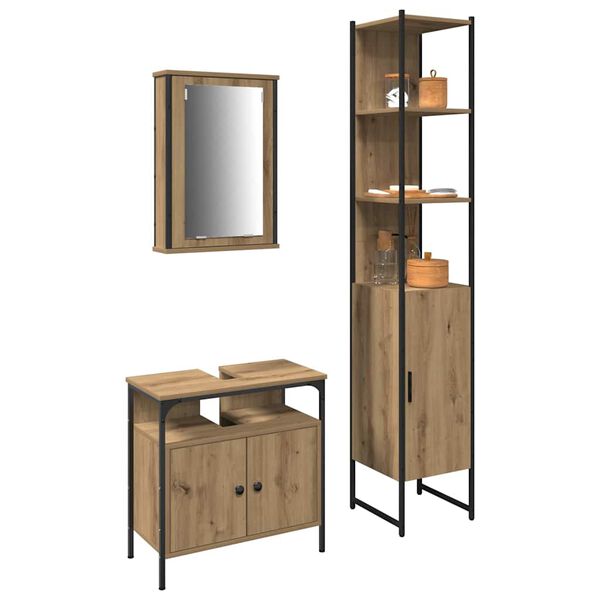 vidaXL Bathroom Furniture Set 3 pcs Artisan Oak Engineered Wood