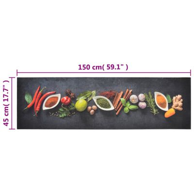 vidaXL Kitchen Rug Washable Spices 45x150 cm Velvet