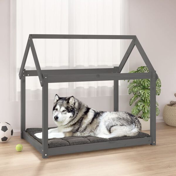 vidaXL Dog Bed Grey 111x80x100 cm Solid Wood Pine