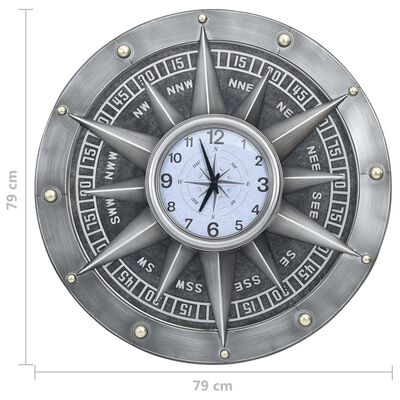 vidaXL Wall Clock Silver 79 cm MDF and Metal