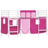 vidaXL Kids'Loft Bed Frame with Curtains White and Pink 100 x 190 cm