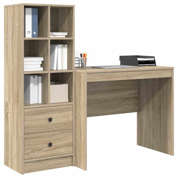 vidaXL Desk with Drawer 2 pcs Sonoma Oak