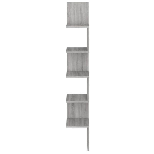 vidaXL Wall Corner Shelf Grey Sonoma 20x20x127.5 cm Engineered Wood