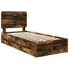 vidaXL Bed Frame with Drawer Smoked Oak 75 x 190 cm Engineer Wood