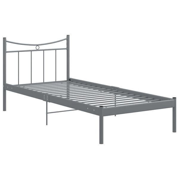 vidaXL Bed Frame without Mattress Grey Metal 100x200 cm