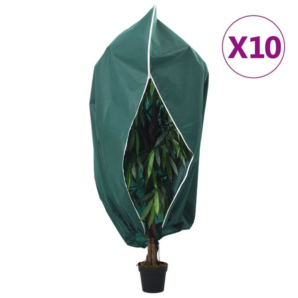 vidaXL Plant Fleece Covers with Zip 10 pcs 70 g/m&sup2; 1x1.55 m