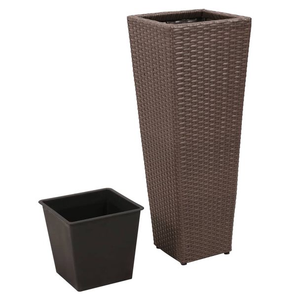 vidaXL Garden Raised Beds 3 pcs Poly Rattan Brown