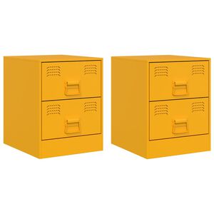 vidaXL Bedside Cabinets 2 pcs Yellow 34.5x39x44 cm Steel