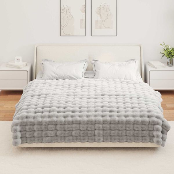 vidaXL Faux Rabbit Fur Blanket Olite 4 pcs Grey 150 x 220 cm Polyester