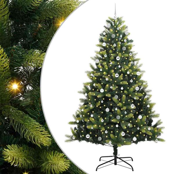 vidaXL Artificial Hinged Christmas Tree 300 LEDs Green 240 cm