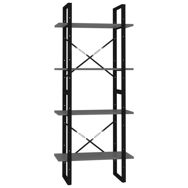 vidaXL 4-Tier Book Cabinet Grey 60x30x140 cm Engineered Wood