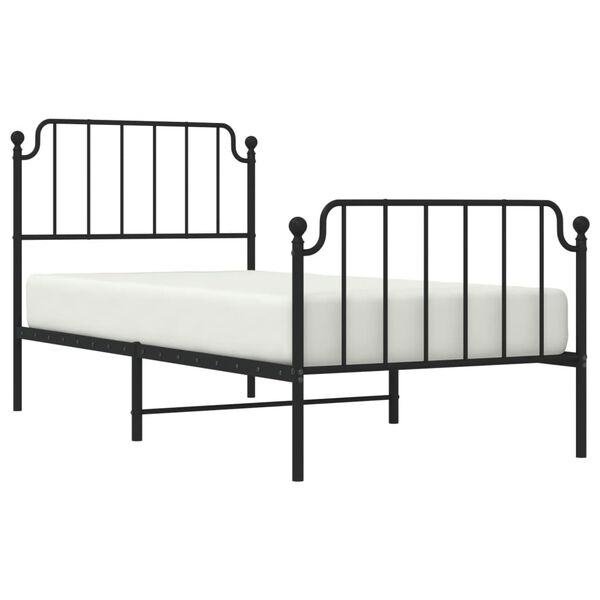 vidaXL Metal Bed Frame without Mattress with Footboard&nbsp;Black 90x200cm