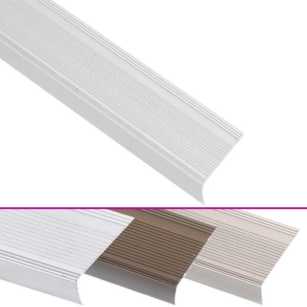 vidaXL Stair Nosings in L-shape 15 pcs Aluminium 90 cm Silver