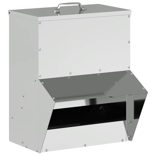 vidaXL Chicken Feeder Silver 35 x 30.5 x 43.5 cm Galvanised Steel