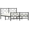 vidaXL Metal Bed Frame without Mattress with Footboard Black 140x200cm