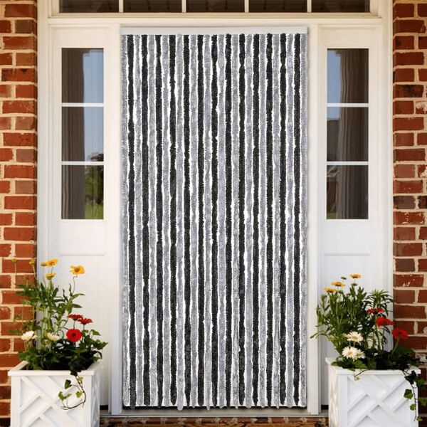 vidaXL Fly Curtain Grey and Black 118x220 cm Chenille