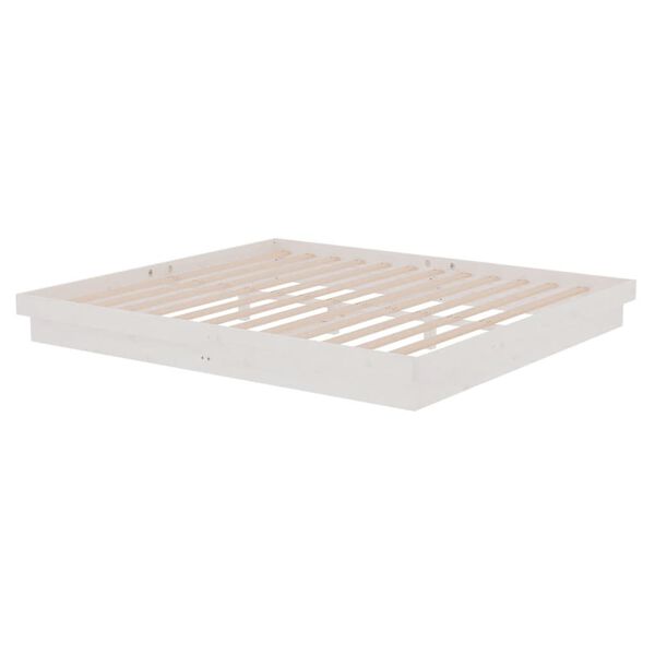 vidaXL Bed Frame without Mattress White Solid Wood Super King