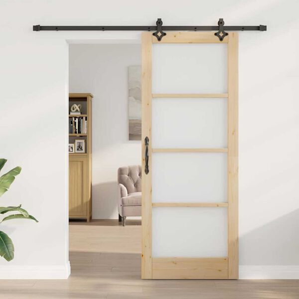vidaXL Sliding Door ORKDAL Natural and Black 83 x 211 cm