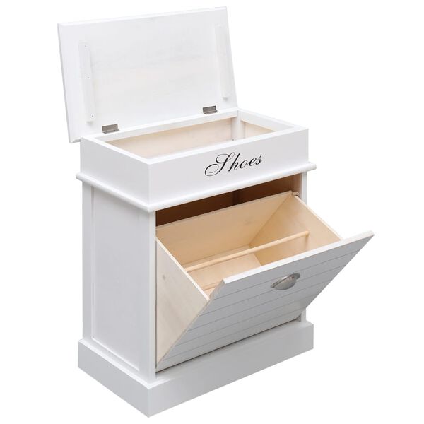 vidaXL Shoe Cabinet White 50x28x58 cm Paulownia Wood